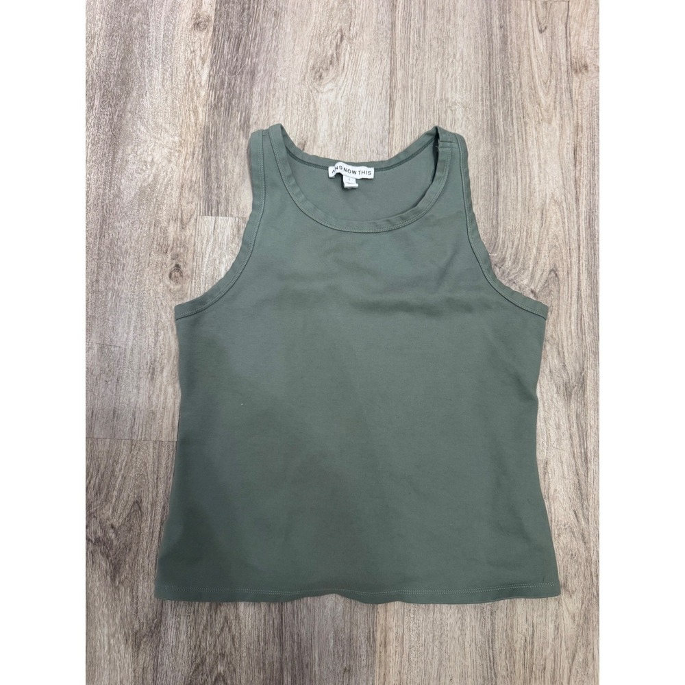 AND NOW THIS Women's Sage Green Racerback Tank Top Size L